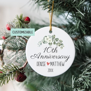 10 Years Anniversary Gift For Husband Wife Personalized 10th Wedding Anniversary Ornament For Parents, Customized Couple Anniversary Gift