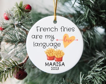 Personalized French Fries Christmas Ornament, Custom Name Fries Lover Gift, Potato Chips Ornament, Chef Gift, French Fries Decor