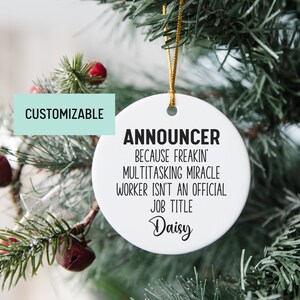 Personalized Announcer Gift, Announcer Ornament, Appreciation Gift, New Job Gift, Coworker Gift, Christmas Exchange Gift, Promotion Gift