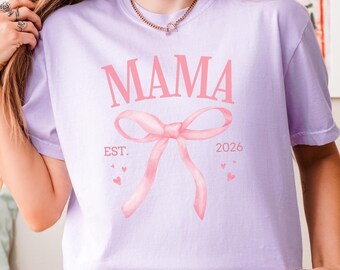Camiseta para mamá Comfort Colors, regalo para mamá primeriza, 2026, futura mamá, anuncio de bebé, Día de la Madre