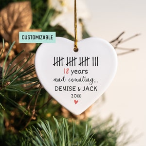 Personalized 18 Year Anniversary Gift For Husband, 18th Anniversary Ornament, Funny Tally Marks Ornament, Wedding Anniversary Gift For Wife