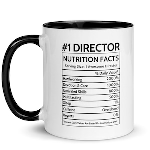 Personalized Director Nutrition Facts Mug, Thank You Gift For Directors, Promotion Gift, Appreciation Gift For Women, For Men, New Job Gift