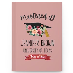 Masters Degree Gift, Master Graduation Gift, Personalized Journal For College Graduate, Custom Notebook, MBA University Graduation Present