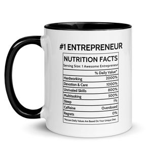 Personalized Entrepreneur Nutrition Facts Mug, Thank You Gift For Startups, New Business Owner Appreciation Gift For Women, For Men