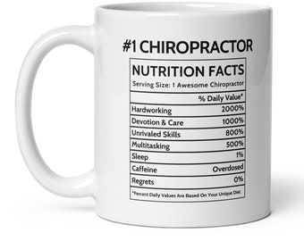 Chiropractor Nutrition Facts Mug, Promotion Gift, Appreciation Gift For Women, For Men, New Job Gift, Mother's Day, Father's Day Gift