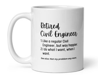 Regalo de jubilación personalizado para ingeniero civil, taza de definición de jubilado con nombre personalizado, regalo de compañero de trabajo jubilado, regalo del día de la madre del día del padre