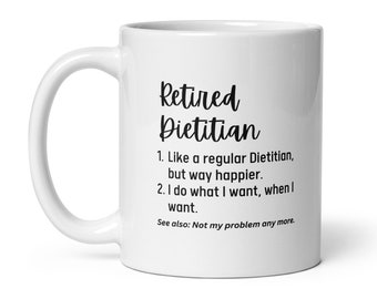 Retirement Gift For Dietitian, Personalized Retired Dietitian Mug, Custom Name Retired Definition Cup, Retiring Dietitian Coworker Gift