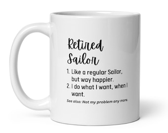 Personalized Retired Sailor Gift, Custom Name Retirement Definition Mug, Retiring Sailor Coworker Gift, Father's Day Gift, Mother's Day Gift