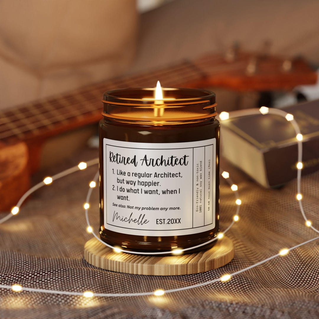 Personalized Retired Architect Retirement Gift, Happy Retirement Candle ...