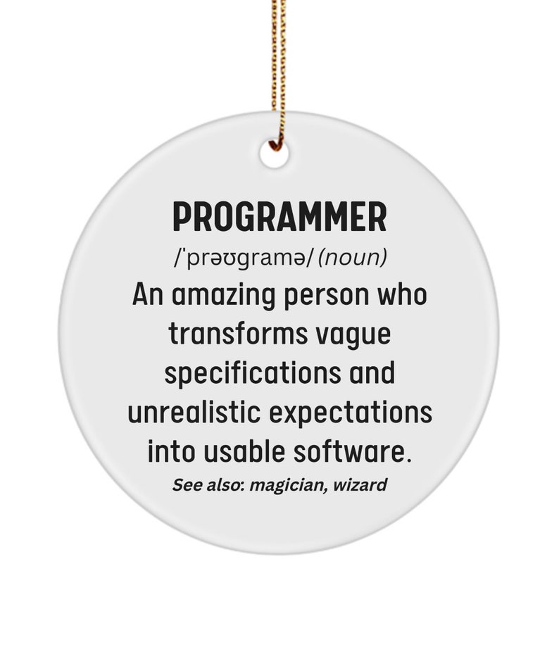 Programmer Gift, Computer Programmer Ornament, Programming Student Christmas Ornament, Funny Programmer Definition Gift, Office Decor Gift image 2