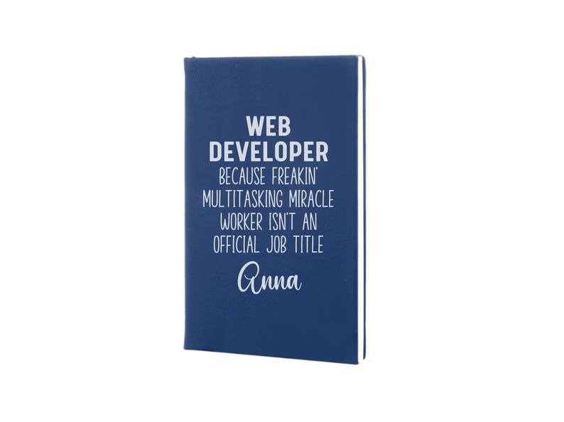 a blue notebook with the words web development on it