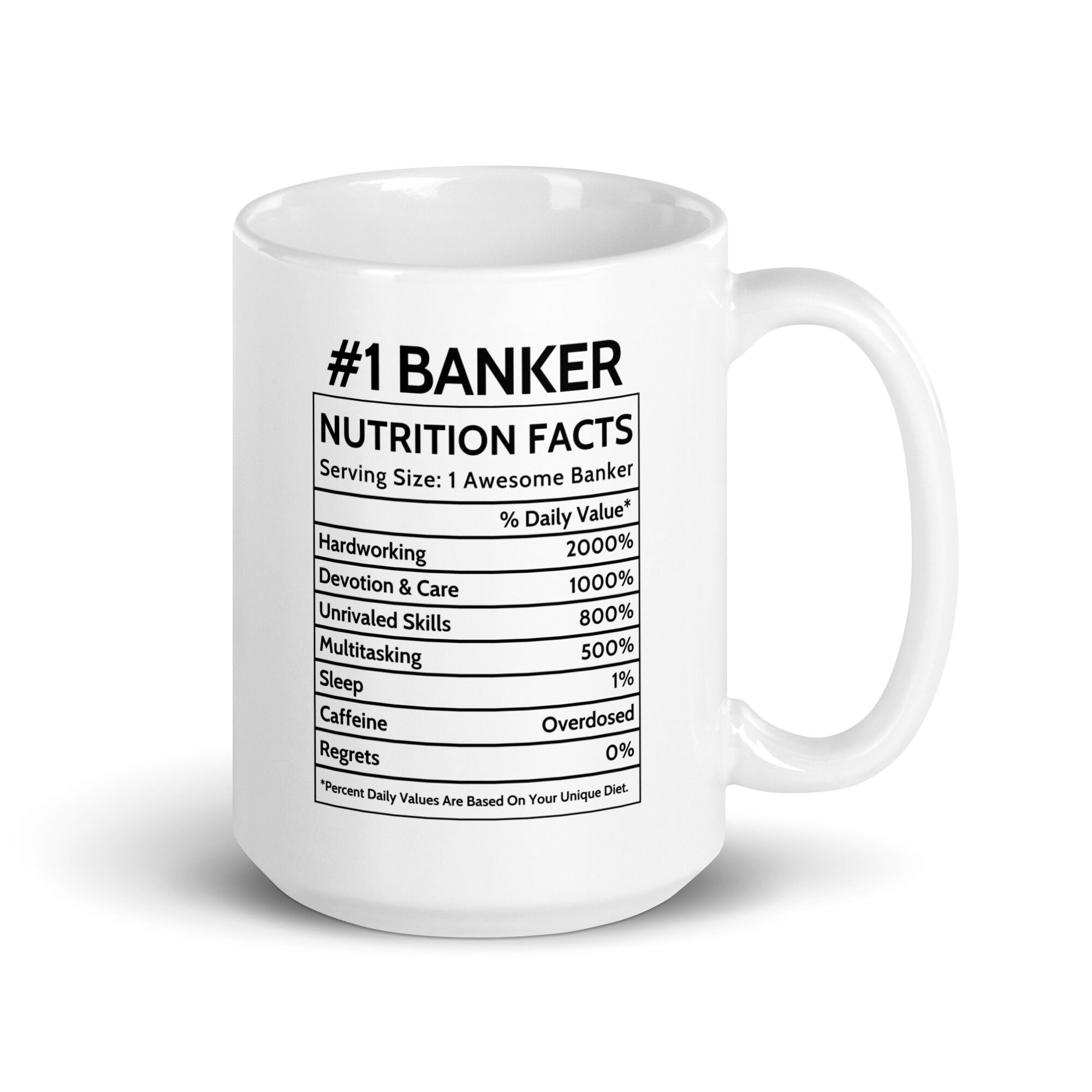 Banker Nutrition Facts Mug Gift for Bankers, Appreciation Gift for