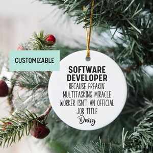 Personalized Software Developer Ornament, Appreciation Gift, New Job Gift, Coworker Gift, Christmas Exchange Gift, Promotion Gift