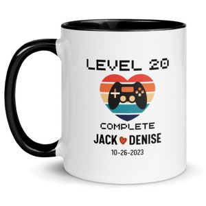 Personalized 20 Year Anniversary Gift For Husband, 20th Anniversary Mug, Level 20 Complete, Retro Video Game Coffee Mug For Gamers