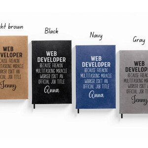 a set of three notebooks with different types of writing on them