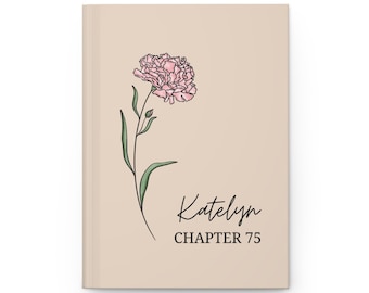 Personalized 75th Birthday Gift, 75 Birthday Journal, Watercolor Birth Flower Notebook, Chapter Seventy-five Guestbook For Mother Wife