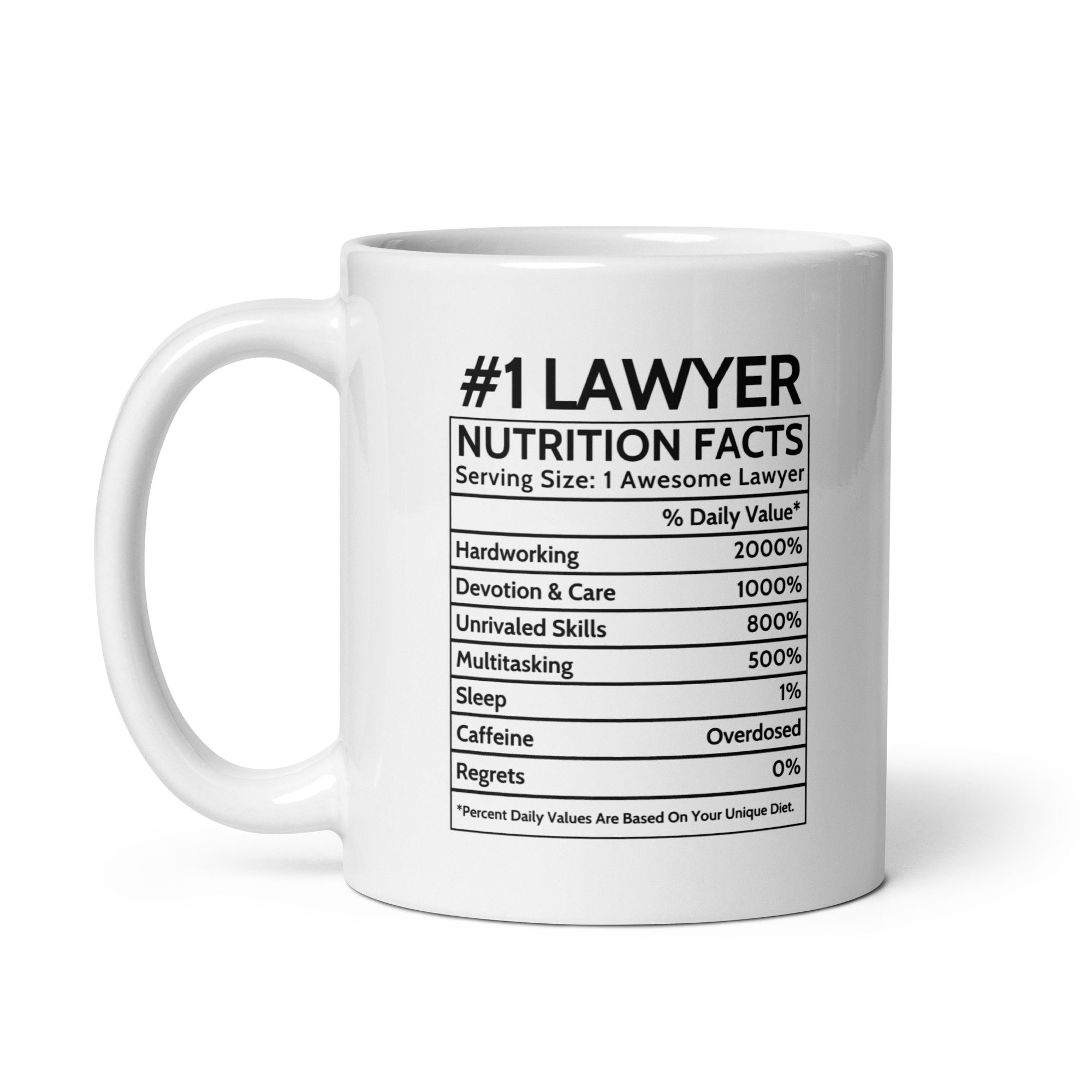 Personalized Lawyer Nutrition Facts Mug, Thank You Gift for Lawyers