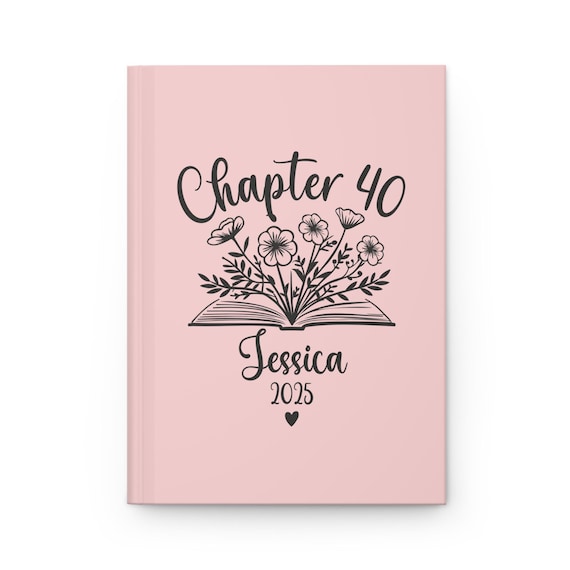 40th Birthday Gift, Custom Hard Cover Journal, Personalized 40 Bday Dream Journal, Gratitude Keepsake A5 Notebook, Customized Booklover Gift