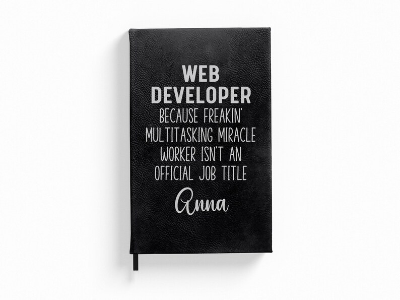 a black notebook with a white writing on it