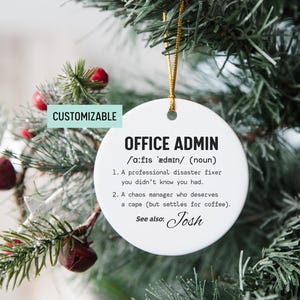Personalized Office Admin Ornament, Office Admin Gift, Funny Definition Appreciation Present, Christmas Exchange Gift For Coworker