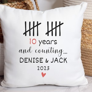 10 Year Anniversary Gift For Couple, Throw Pillow Decor, Custom Name Pillow, 10th Year Wedding Anniversary, Aluminum Anniversary Gift