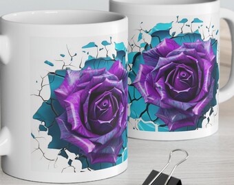 Ceramic Mug 11oz and 15 oz - Valentine's Day gift mug - Rose Design mug