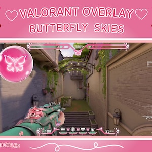 Cielos de mariposas rosas [superposición de Valorant] con cubierta de mapa