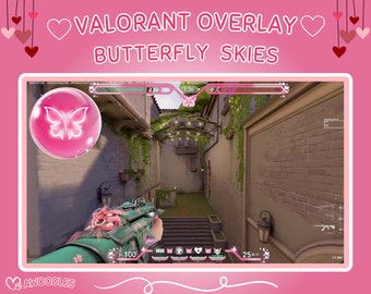Pink Butterfly Skies [Valorant Overlay] with Map Cover