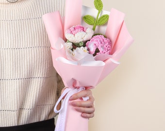 Flores de clavel de ganchillo - Flores de ramo de ganchillo hechas a mano, regalo del día de la madre, ramo de ganchillo, claveles para mamá, producto terminado