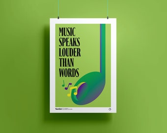 Music Speaks Louder Print, Printable Home Wall Art, Digital Art Print, Home Decor, Bedroom Decor, Poster Wall Decor, DIGITAL DOWNLOAD