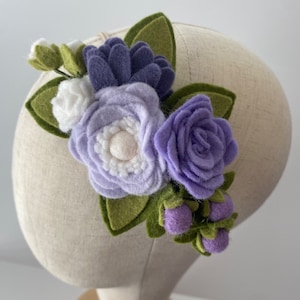 Purple Flower Headband, Newborn Hair Bows, Baby Birthday Headband, Felt Floral Crown, Fairy Flower Crown, Baby Shower Gift, Baby Photo Prop