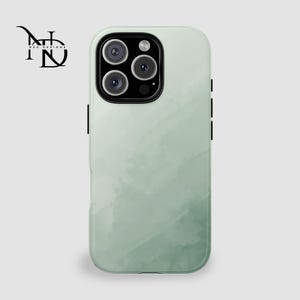 Green Watercolor Phone Case, Tough Cases, Modern Smartphone Accessory, Eco-Friendly Gift, Customizable Design, Trendy Tech Protection