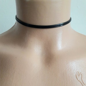 Black leather choker, layered thin choker, wrapped choker, minimalist choker necklace women, dainty black choker for girl, leather jewelry