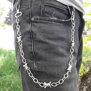 Llaveros de cadena en capas de punk rock de metal para hombres y mujeres Llavero de cintura Monedero Jeans Pantalones de hip-hop Cadenas de cinturón Joyería Cadena de alambre de púas