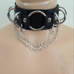 Handmade leather choker High Quality leather with metal ring chokers leather rocker style chokers