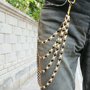 Metal Punk Rock Layered Chain Keychains For Men Women Waist Key Chain Wallet Jeans Hip-hop Pants Belt Chains Jewelry Accessories