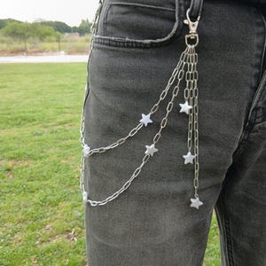 Metall Punk Rock Layered Kette Schlüsselanhänger für Männer Frauen Taille Schlüsselanhänger Jeans Hip-Hop Hosen Gürtel Ketten Schmuck Stern Hosen Kette