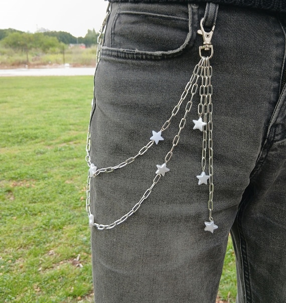 Metal Punk Rock Layered Chain Keychains For Men Women Waist Key Chain Wallet Jeans Hip-hop Pants Belt Chains Jewelry Star Pants Chain