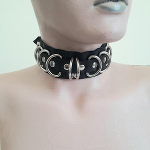 Handmade leather choker High Quality leather with metal ring chokers leather rocker style chokers - Leather Gothic Choker !