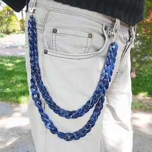 Metall Punk Rock Schichtkette Schlüsselanhänger Für Männer Frauen Taille Schlüsselanhänger Jeans Hip-Hop Hosen Gürtel Ketten Schmuck Dunkelblau Hosen Kette !
