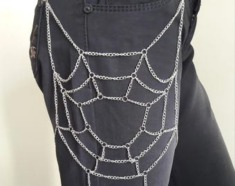 Metal Punk Rock Layered Chain Keychains For Men Women Waist Key Chain Wallet Jeans Hip-hop Pants Belt Chains Spider Web Pants Chain !