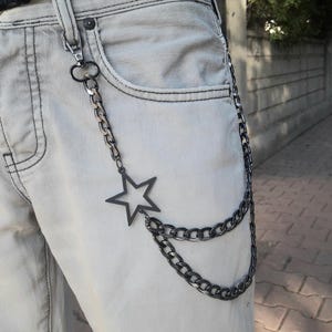 Metall Punk Rock Layered Kette Schlüsselanhänger für Männer Frauen Taille Schlüsselanhänger Jeans Hip-Hop Hosen Gürtel Ketten Schmuck Star Pants Kette !
