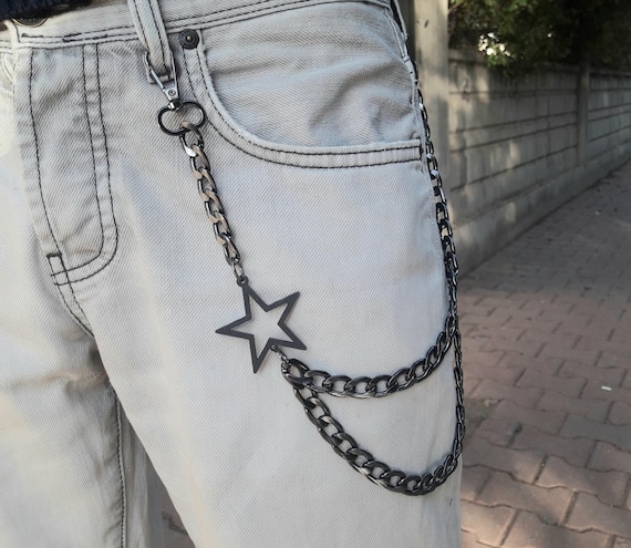 Metal Punk Rock Layered Chain Keychains For Men Women Waist Key Chain Wallet Jeans Hip-hop Pants Belt Chains Jewelry Star Pants Chain !