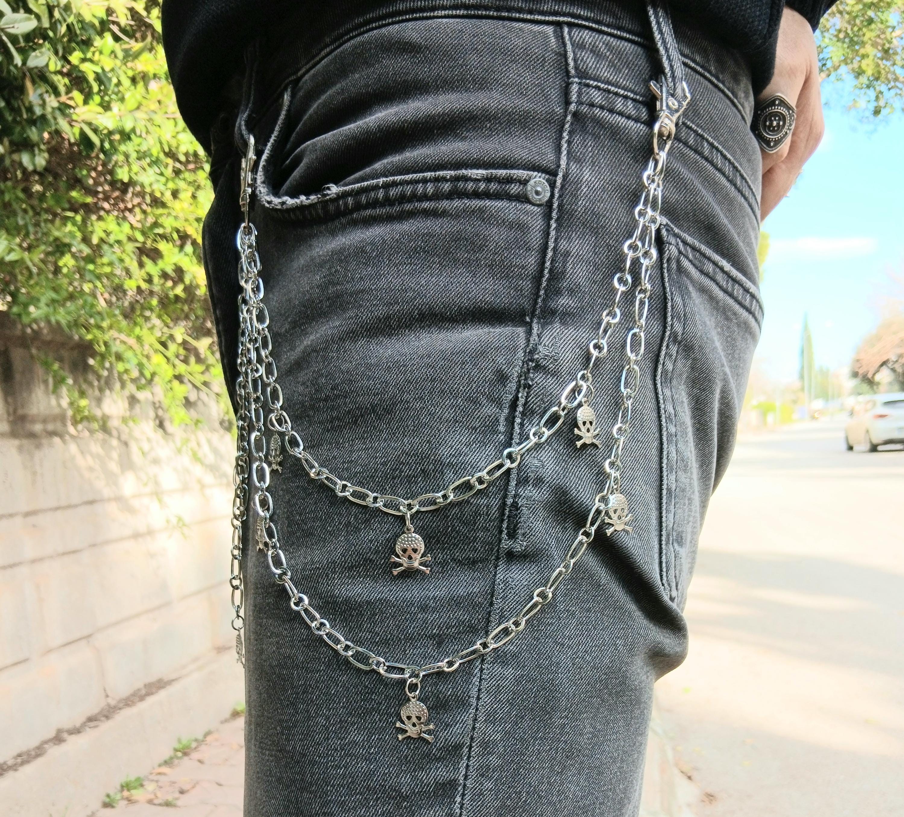 Metal Punk Rock Layered Chain Keychains for Men Women Waist Key Chain ...