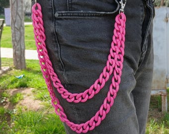 Metal Punk Rock Layered Chain Keychains For Men Women Waist Key Chain Wallet Jeans Hip-hop Pants Belt Chains Jewelry Pink Pants Chain !