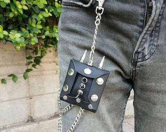 Metall Punk Rock Layered Kette Schlüsselanhänger für Männer Frauen Taille Schlüsselanhänger Jeans Hip-Hop Hosen Gürtel Kette Leder Spike Brieftasche Hosen Kette