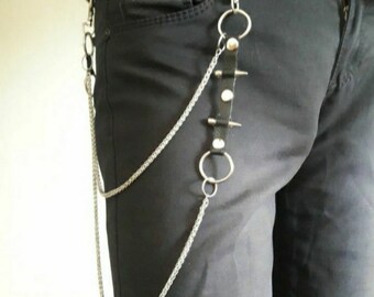 Metal Punk Rock Layered Bullet Chain Keychains For Men Women Waist Key Chain Wallet Jeans Hip-hop Pants Belt Chains Jewelry Accessories