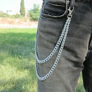 Metal Punk Rock Layered Chain Keychains For Men Women Waist Key Chain Wallet Jeans Hip-hop Pants Belt Chains Jewelry Aluminum Pants Chain !