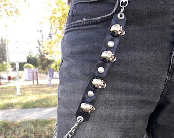 パンツ Chain Keystrap Printing Denim Double Bead Chain Punk Rock Fashion Pants Chain Jeans