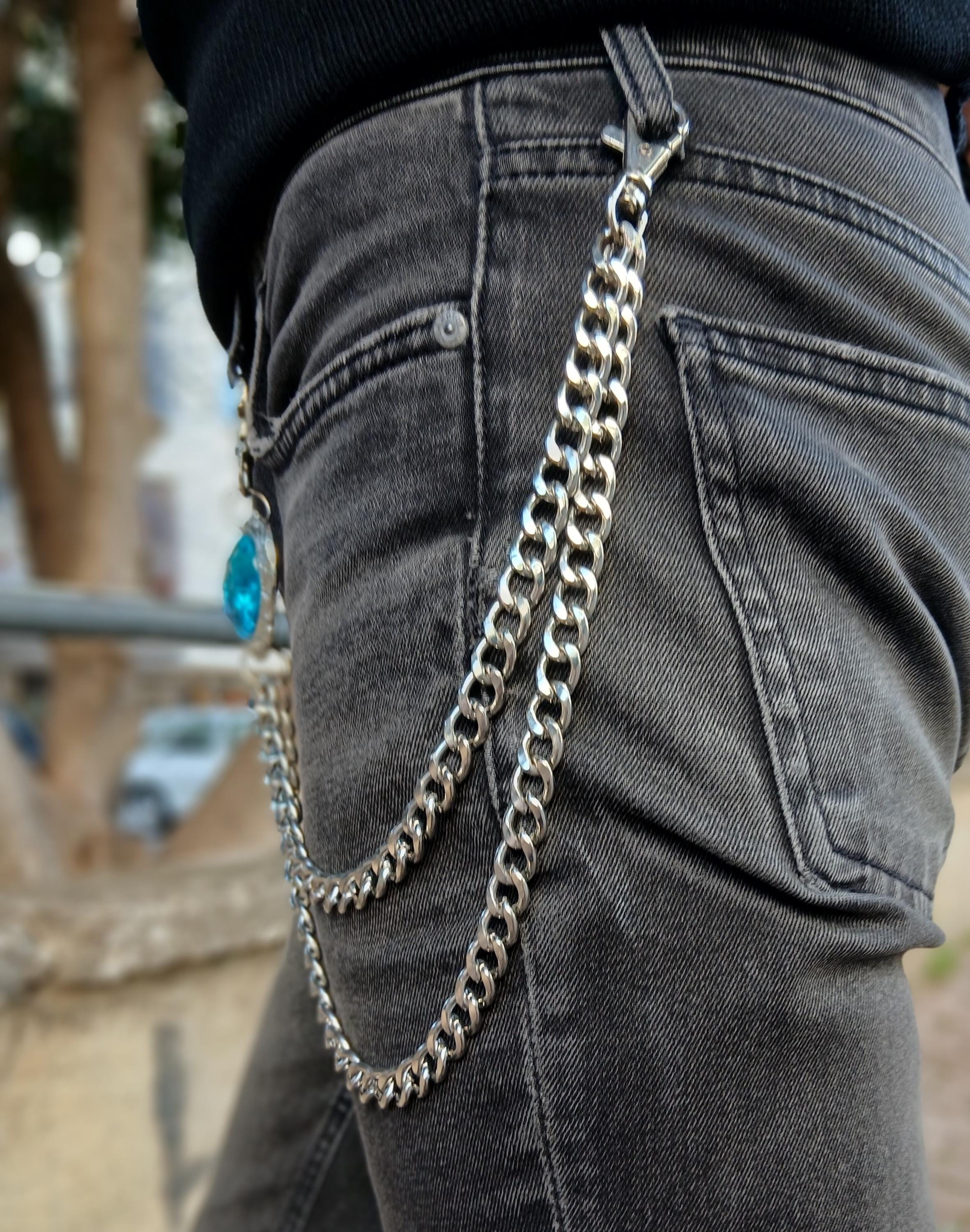 Metal Punk Rock Layered Chain Keychains for Men Women Waist Key Chain ...
